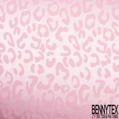 Coupon 3m Satin polyester jacquard élasthanne motif léopard azur fond azur