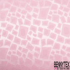 Coupon 3m Satin polyester jacquard élasthanne motif rectangle fantaisie rose candy fond rose candy