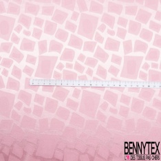 Coupon 3m Satin polyester jacquard élasthanne motif rectangle fantaisie rose candy fond rose candy