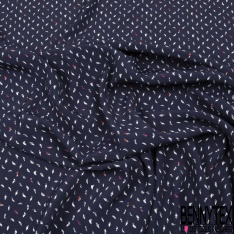 Crêpe viscose imprimé mini fleur champêtre stylisée éparse fond rose pastel