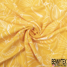 Crêpe viscose imprimé mini plume d'oiseau fantaisie fond marine