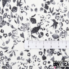 Fibranne viscose imprimé amérindien blanc cassé fond noir