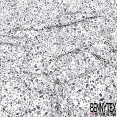 Fibranne viscose imprimé amérindien blanc cassé fond noir