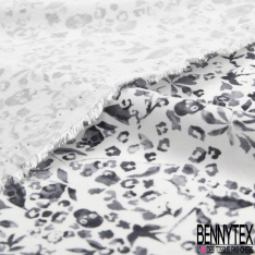 Fibranne viscose imprimé amérindien blanc cassé fond noir