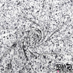 Fibranne viscose imprimé amérindien blanc cassé fond noir