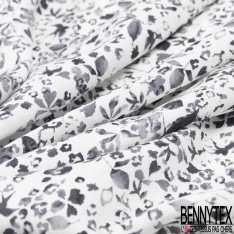 Fibranne viscose imprimé amérindien blanc cassé fond noir