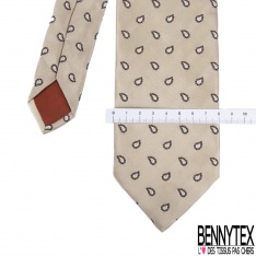 Cravate soie motif petit rond fond strié horizontale indigo
