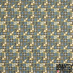 Toile lorraine coton imprimé abstrait seventie's ton chaud