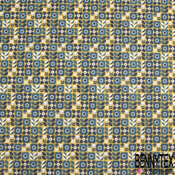 Toile lorraine coton imprimé abstrait seventie's ton chaud