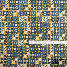 Toile lorraine coton imprimé abstrait seventie's ton chaud