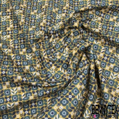 Toile lorraine coton imprimé abstrait seventie's ton chaud