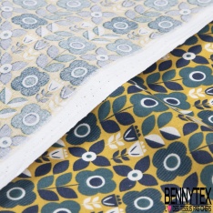 Toile lorraine coton imprimé abstrait seventie's ton chaud