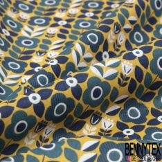 Toile lorraine coton imprimé abstrait seventie's ton chaud