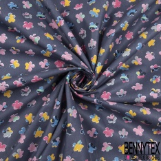 Toile lorraine coton imprimé floral multicolore fond anthracite