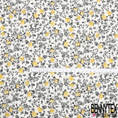 Toile lorraine coton imprimé floral multicolore fond anthracite