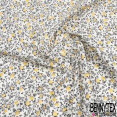 Toile lorraine coton imprimé floral multicolore fond anthracite