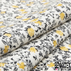 Toile lorraine coton imprimé floral multicolore fond anthracite