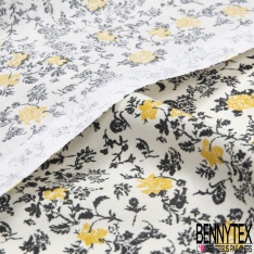 Toile lorraine coton imprimé floral multicolore fond anthracite