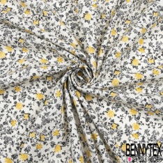 Toile lorraine coton imprimé floral multicolore fond anthracite