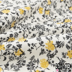 Toile lorraine coton imprimé floral multicolore fond anthracite
