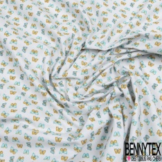 Toile lorraine coton imprimé petit papillon fond gris perle