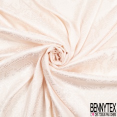 Satin polyester jacquard élasthanne motif tâcheté ton sur ton vert brésil