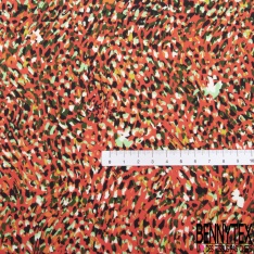 Coton viscose imprimé petit losange bandana rouge fond blanc optique