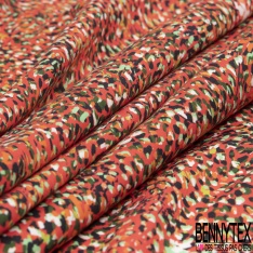 Coton viscose imprimé petit losange bandana rouge fond blanc optique