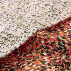 Coton viscose imprimé petit losange bandana rouge fond blanc optique