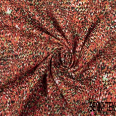 Coton viscose imprimé petit losange bandana rouge fond blanc optique
