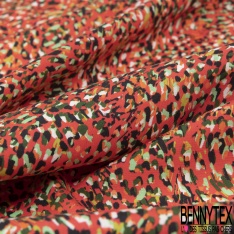 Coton viscose imprimé petit losange bandana rouge fond blanc optique