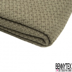 Coupon 3m coton natté effet nid d'abeille chiné souris sable noir écru