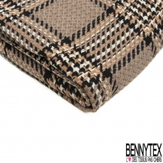 Coupon 3m coton natté rayure verticale noir sable écru