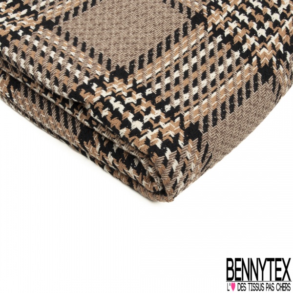 Coupon 3m coton natté rayure verticale noir sable écru