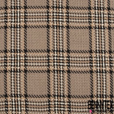 Coupon 3m coton natté rayure verticale noir sable écru