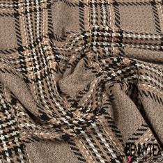 Coupon 3m coton natté rayure verticale noir sable écru