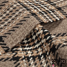 Coupon 3m coton natté rayure verticale noir sable écru