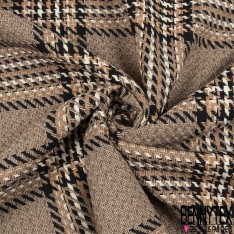 Coupon 3m coton natté rayure verticale noir sable écru