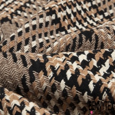 Coupon 3m coton natté rayure verticale noir sable écru