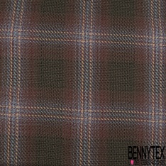 Coupon 3m coton natté carreau olive noir orange écru marron