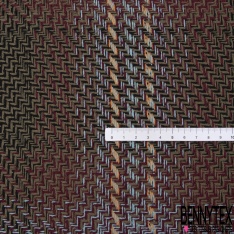 Coupon 3m coton natté carreau olive noir orange écru marron