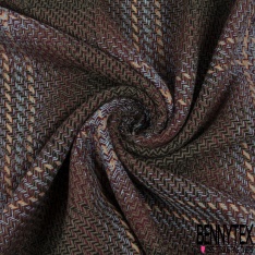 Coupon 3m coton natté carreau olive noir orange écru marron