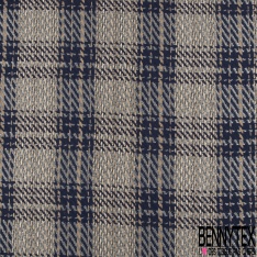 Coupon 3m coton natté grand carreau écossais argent noir écru caramel