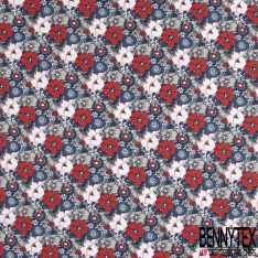 Toile lorraine coton imprimé floral ton chaud vintage seventie's
