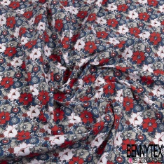 Toile lorraine coton imprimé floral ton chaud vintage seventie's