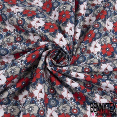 Toile lorraine coton imprimé floral ton chaud vintage seventie's