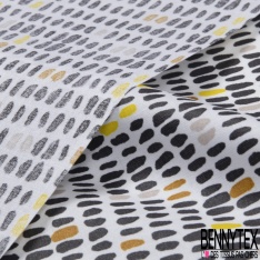 Coton enduit imprimé touche de peinture fond blanc discret