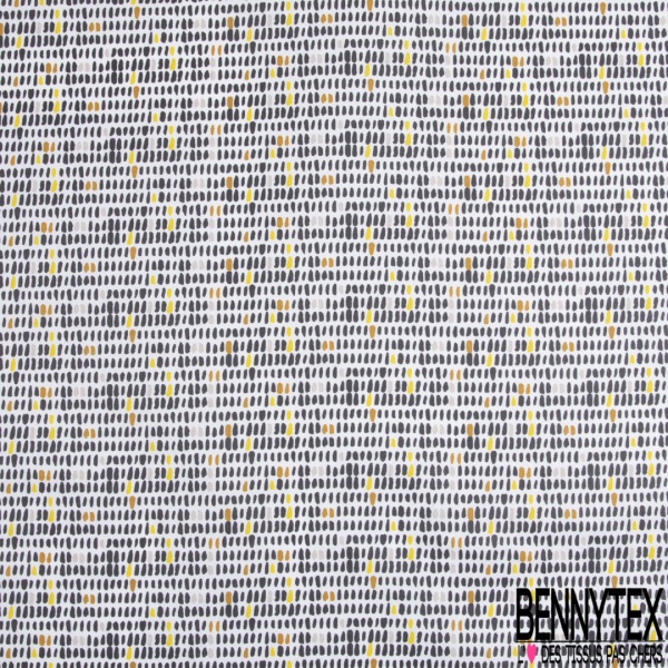 Coton enduit imprimé touche de peinture fond blanc discret