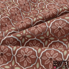 Coton enduit imprimé feuille tropicale multicolore fond noir