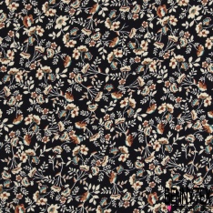 Microfibre imprimé mini fleur blanche noir fond rouge bordeaux
